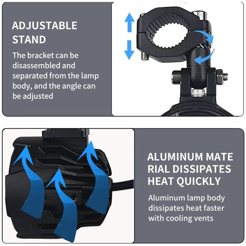 100W Dual Color LED Motorcycle Headlight Fog Lights With Strobe Flash Driving Beam 4