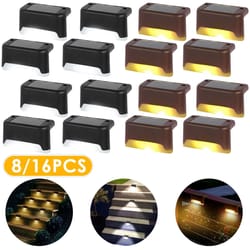 solar warm white super bright outdoor step and fence led lights ip65 waterproof garden patio wall lamp