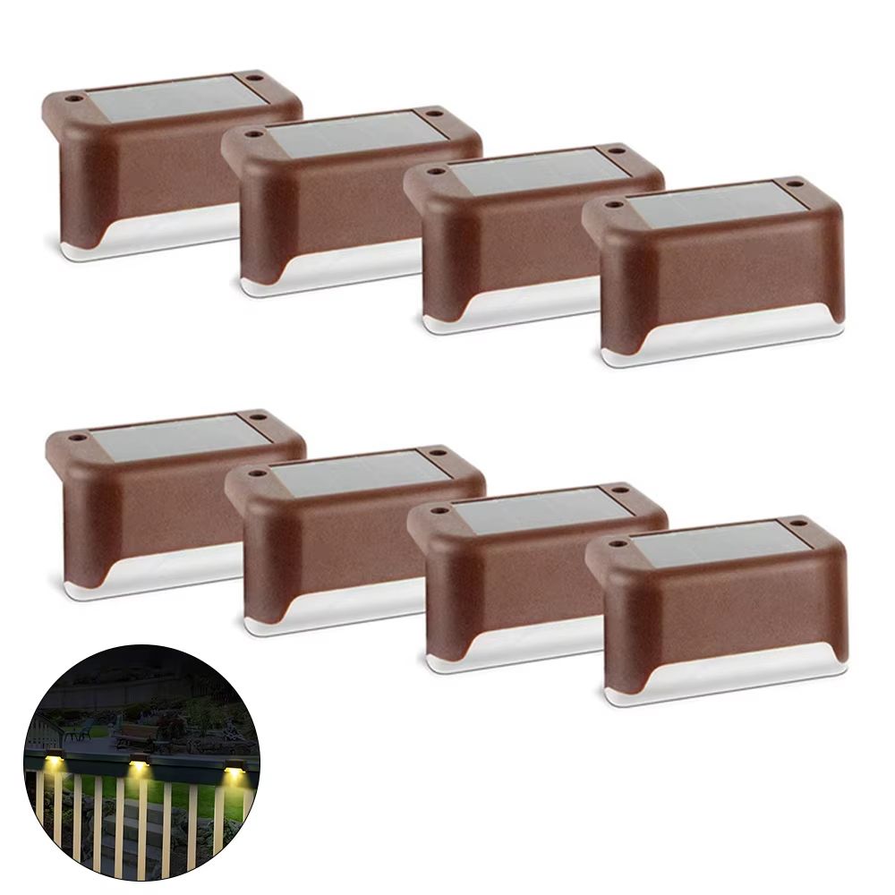 Solar Warm White Super Bright Outdoor Step And Fence LED Lights IP65 Waterproof Garden Patio Wall L 13