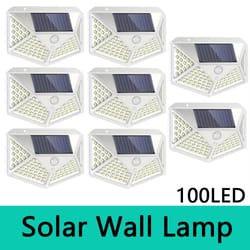 100 led outdoor solar wall light four-sided waterproof garden patio courtyard lamp