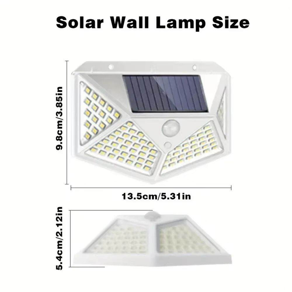 100 LED Outdoor Solar Wall Light FourSided Waterproof Garden Patio Courtyard Lamp 2