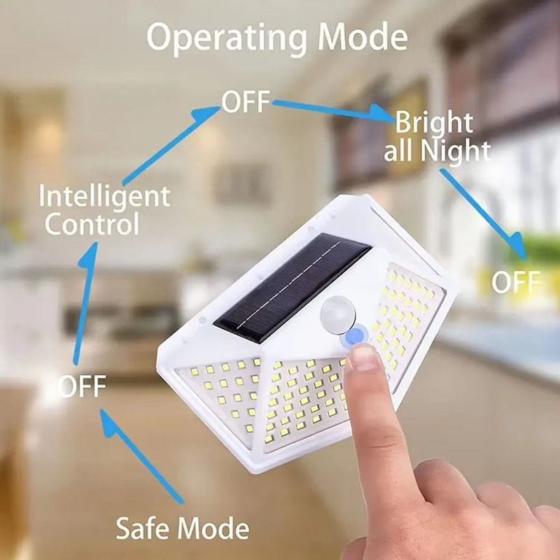 100 LED Outdoor Solar Wall Light FourSided Waterproof Garden Patio Courtyard Lamp 3