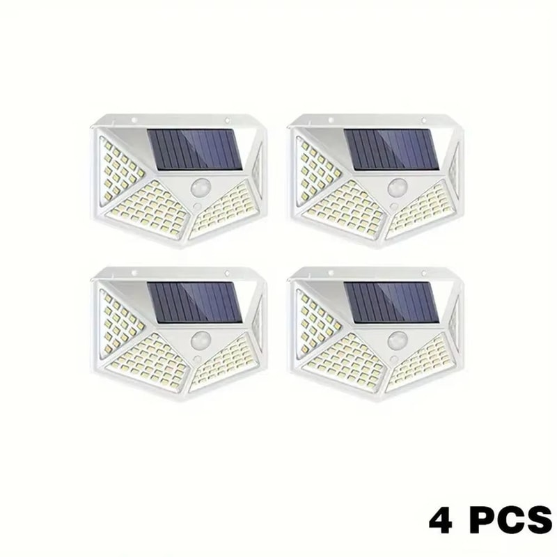 100 LED Outdoor Solar Wall Light FourSided Waterproof Garden Patio Courtyard Lamp 7