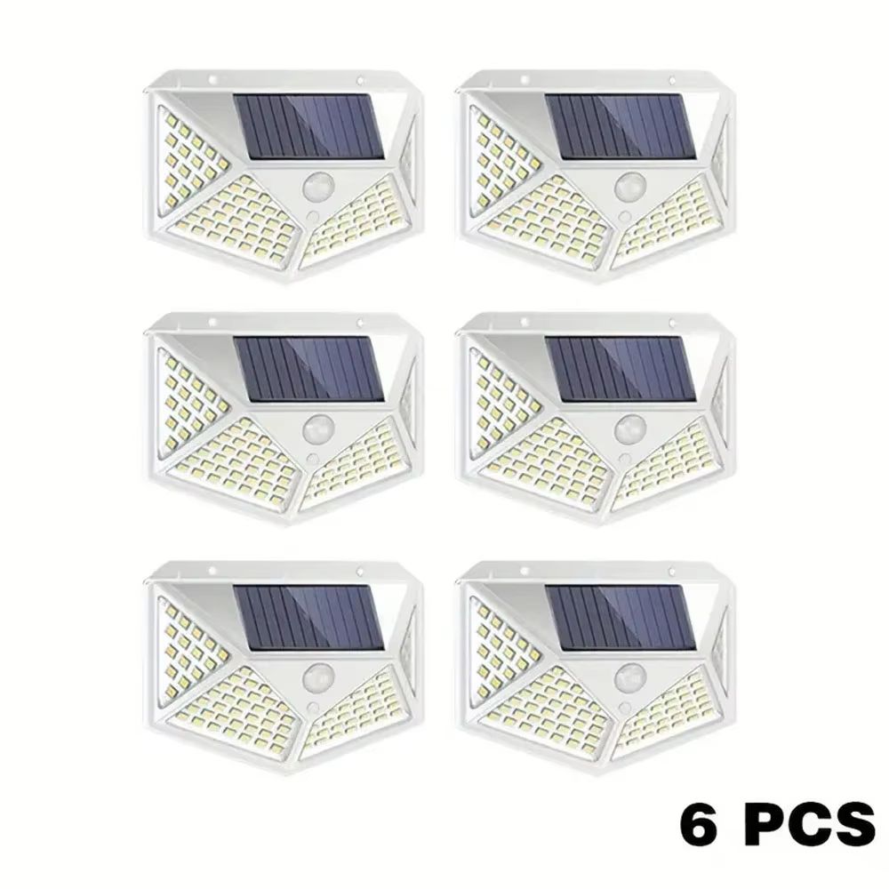 100 LED Outdoor Solar Wall Light FourSided Waterproof Garden Patio Courtyard Lamp 8