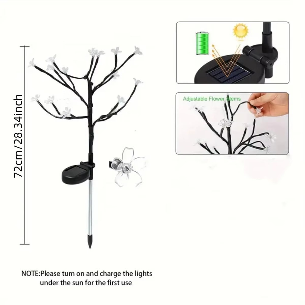 Solar 35M 120LED Cherry Blossom Tree Branch Lights Outdoor Waterproof Fairy Atmosphere Night Lights 3