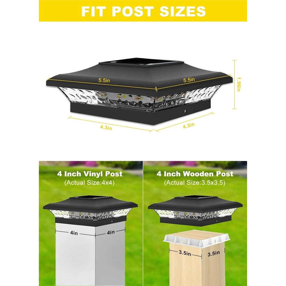 Solar 3000K6000K Outdoor Post Lamp 26Pack Waterproof IP65 Garden Fence Pillar Head Light For Villa 2