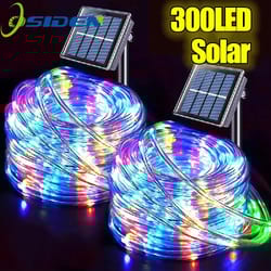 solar 104 ft 300led multicolor outdoor tube lights with 8 lighting modes waterproof fairy garden patio backyard decor