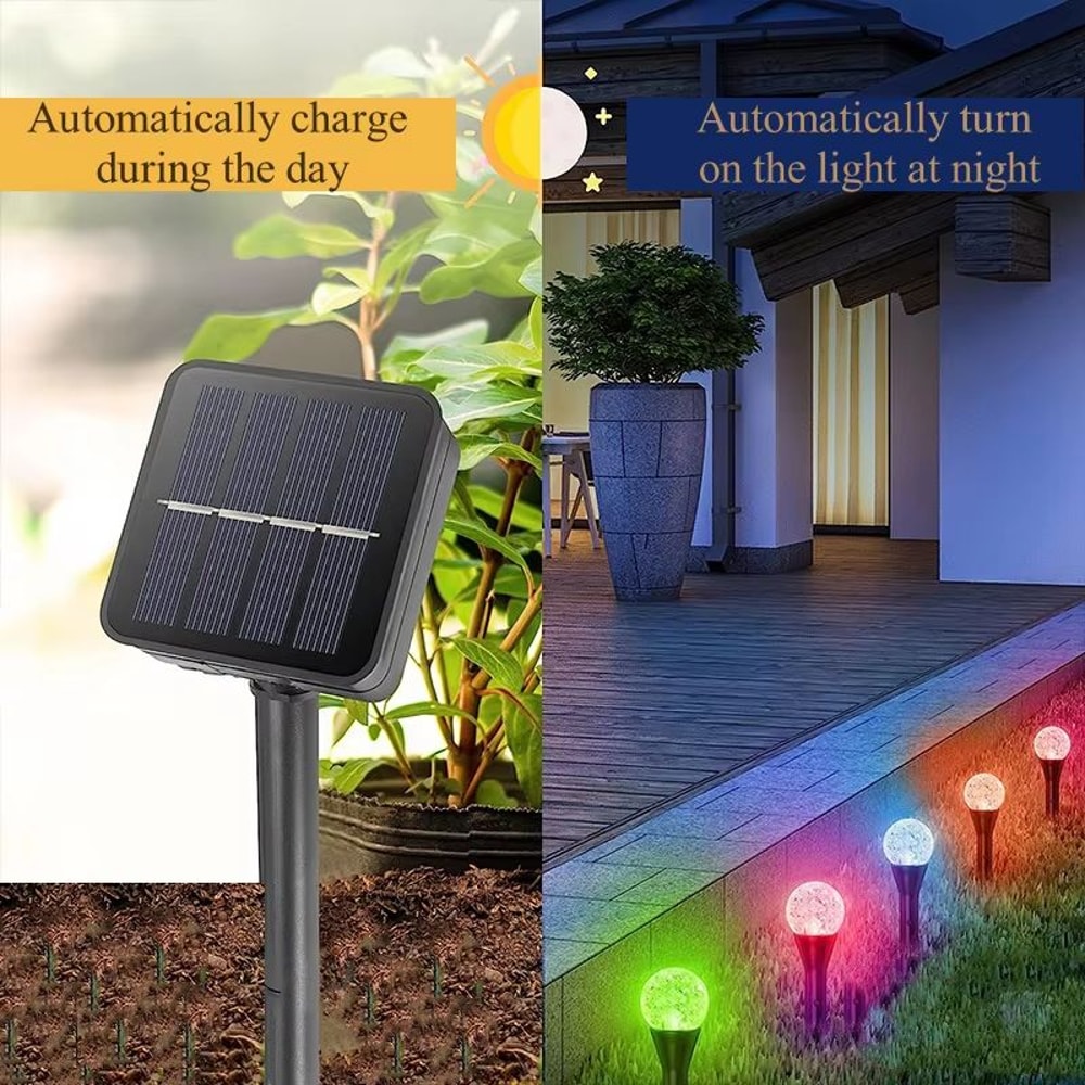 Solar RGB LED Bubble Ball Lights Outdoor 8Mode Waterproof Passage Lawn Garden Lighting 3