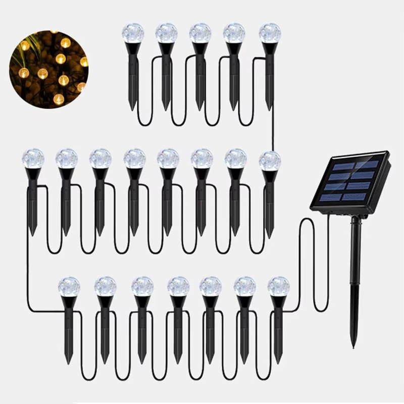 Solar RGB LED Bubble Ball Lights Outdoor 8Mode Waterproof Passage Lawn Garden Lighting 9