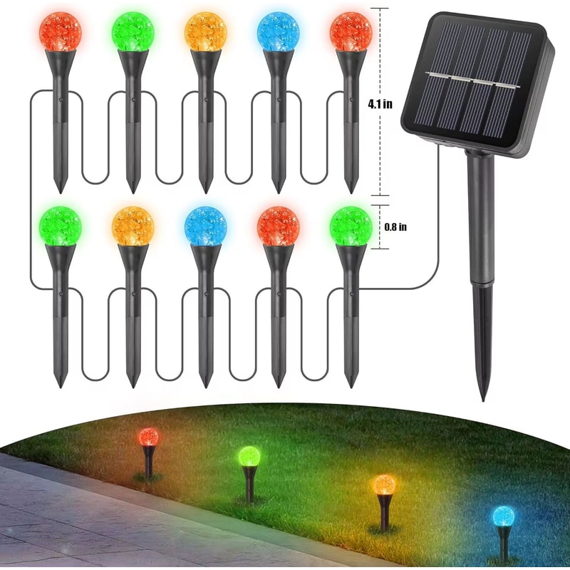 Solar RGB LED Bubble Ball Lights Outdoor 8Mode Waterproof Passage Lawn Garden Lighting 5