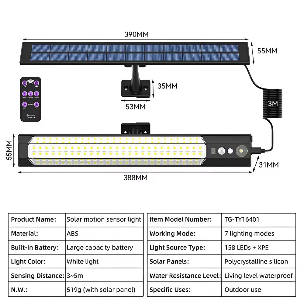 Solar 316158LED Motion Sensor Outdoor Wall Mount LED Security Light Waterproof For Garden Fence Yar 6