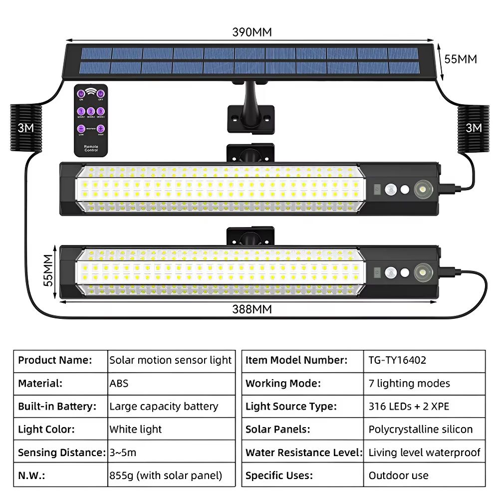 Solar 316158LED Motion Sensor Outdoor Wall Mount LED Security Light Waterproof For Garden Fence Yar 7