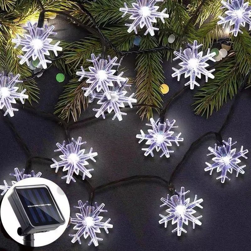 Solar LED Snowflake Fairy String Lights Outdoor 8Mode Waterproof Garden Patio Christmas Tree Party 6