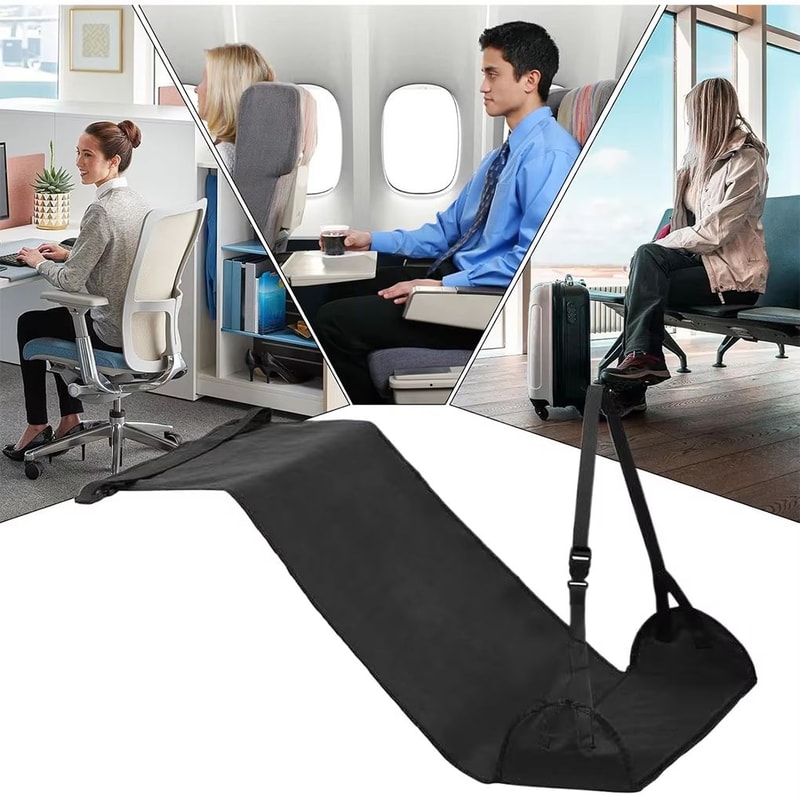 Adjustable Travel Foot Hammock For Flights LongHaul Plane Leg Rest Support 3