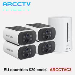 arcctv 4mp solar wifi outdoor security camera kit with humanoid detection & siren