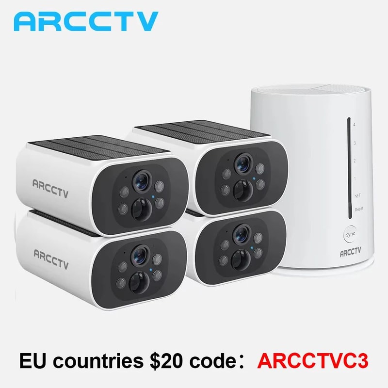 ARCCTV 4MP Solar WiFi Outdoor Security Camera Kit With Humanoid Detection Siren 0
