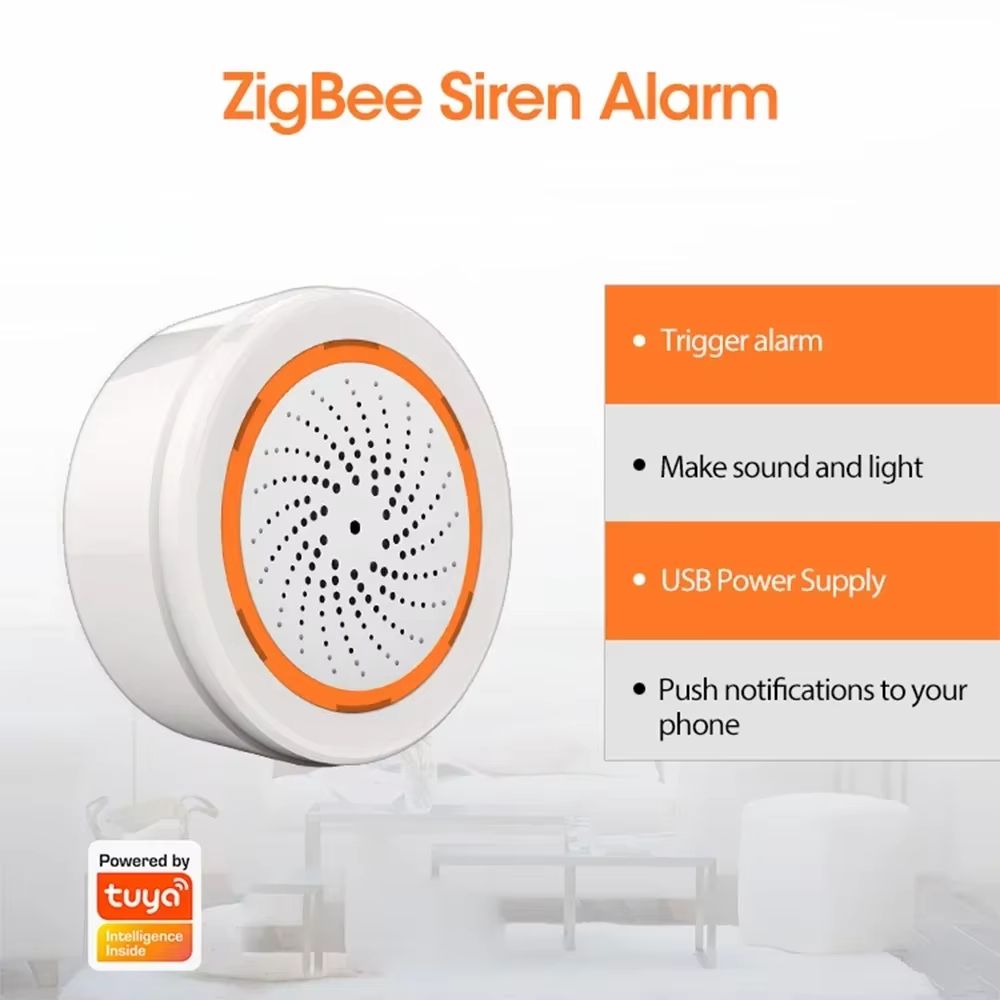 Tuya Zigbee Smart Siren Alarm With 90dB Sound And Light Alert 3