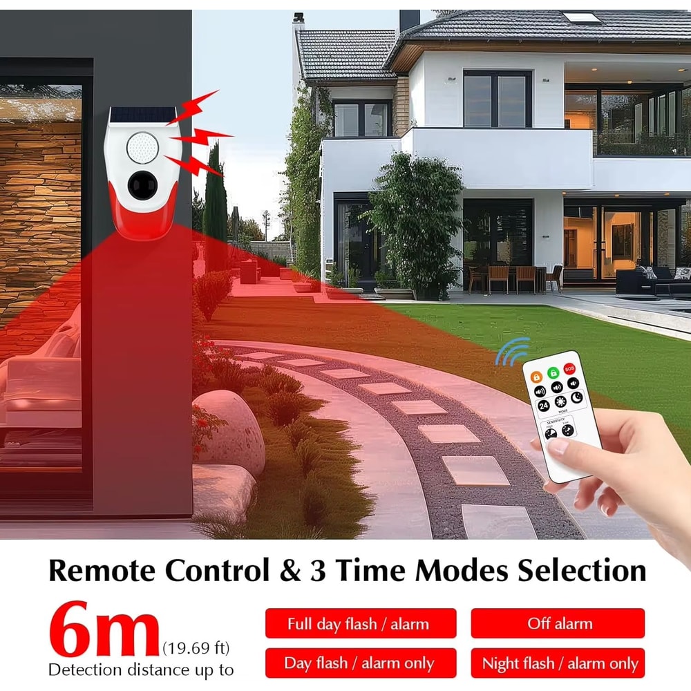 Solar Outdoor Motion Sensor Alarm With 129dB Siren And Adjustable Sensitivity 2
