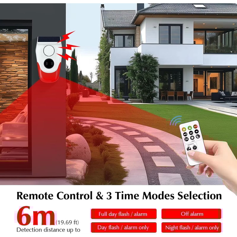 Solar Outdoor Motion Sensor Alarm With 129dB Siren And Adjustable Sensitivity 2