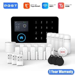 pgst tuya smart life wifi gsm 2g home alarm system kit with door and motion sensors