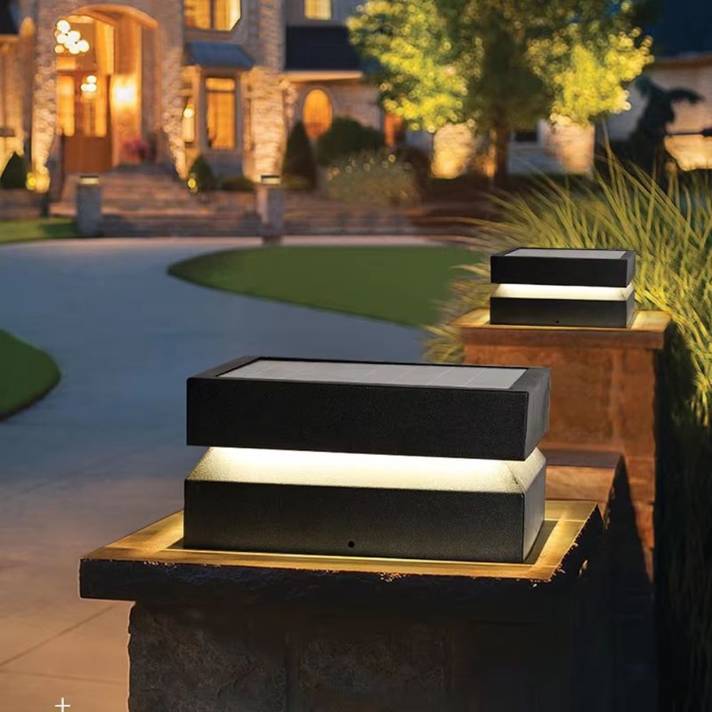 Solar IP65 Outdoor LED Square Garden Lamp For Fence Pillar Door Post 5