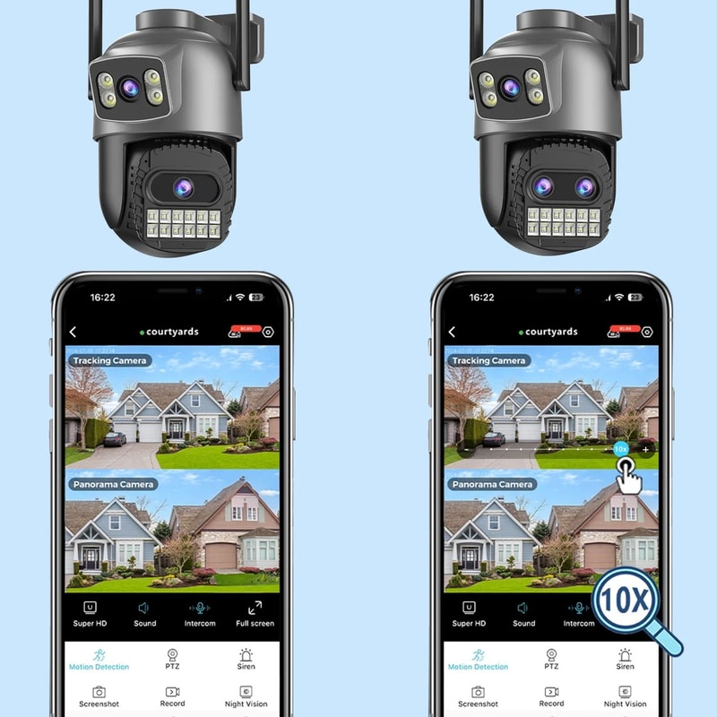 BESDER 15MP Outdoor WiFi PTZ Security Camera With Dual Screens And 10X Zoom 1