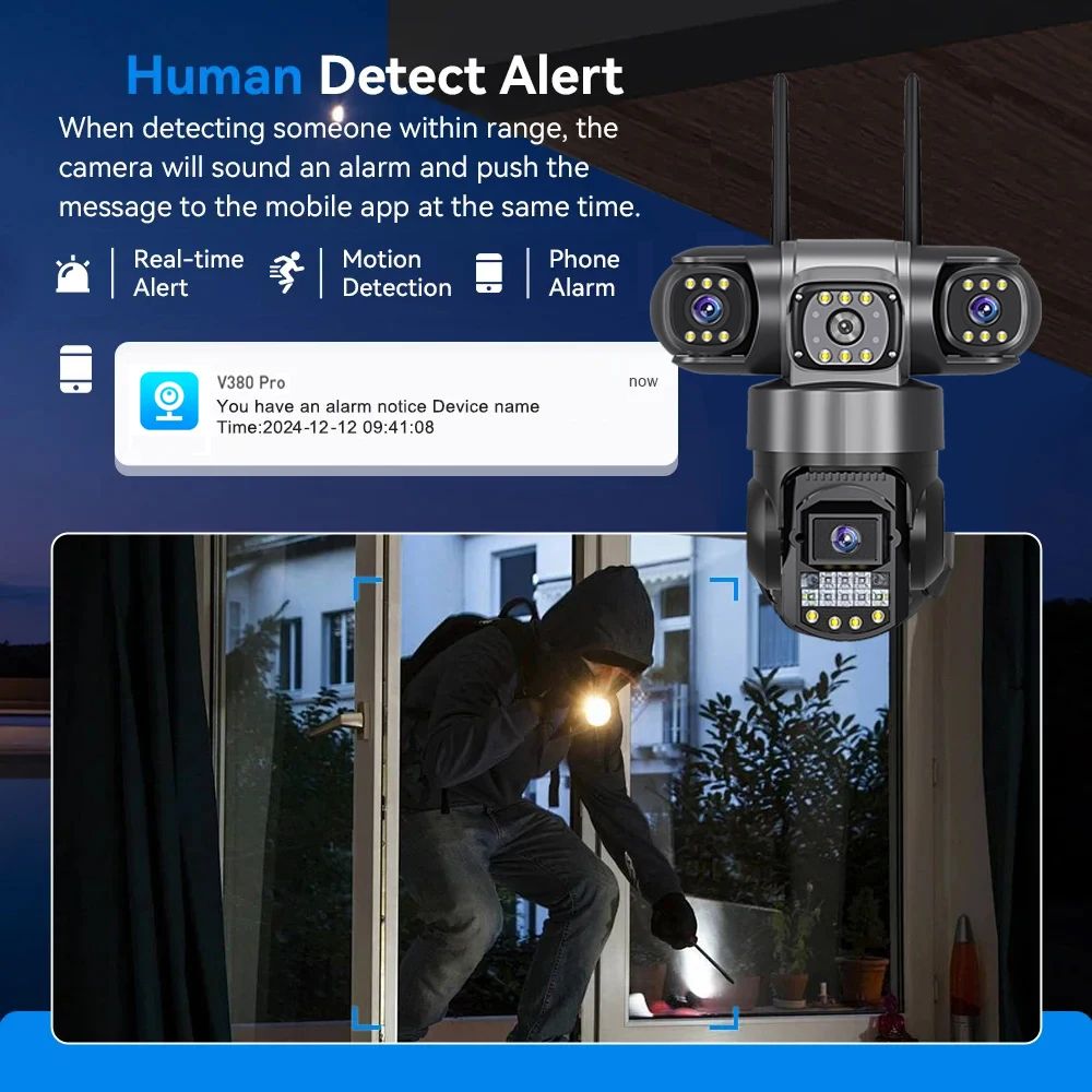 V380 Pro 12MP Outdoor WiFi IP Security Camera With Triple Lenses And Night Vision 3