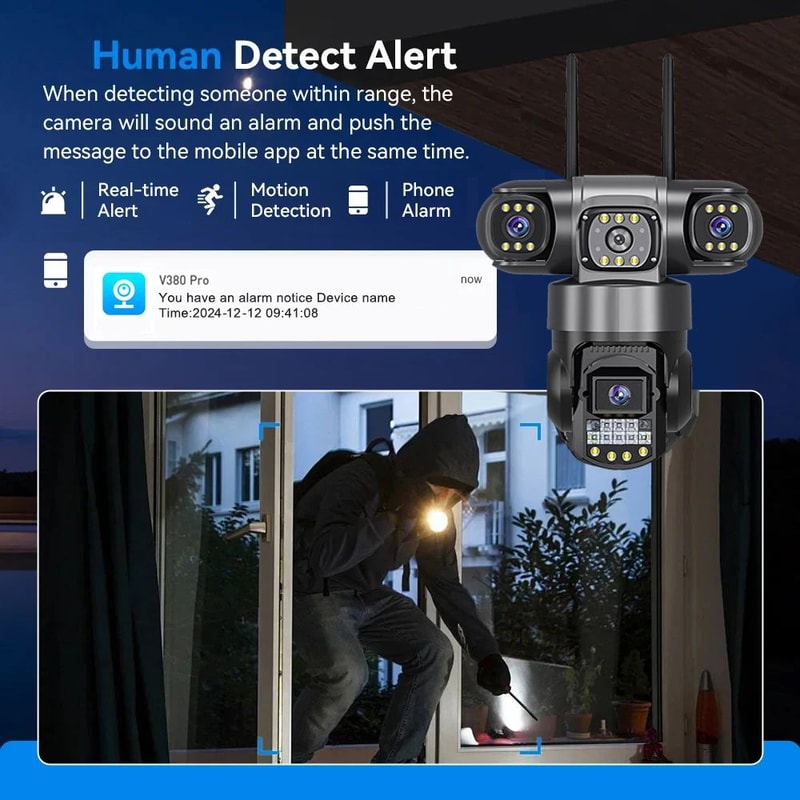 V380 Pro 12MP Outdoor WiFi IP Security Camera With Triple Lenses And Night Vision 3