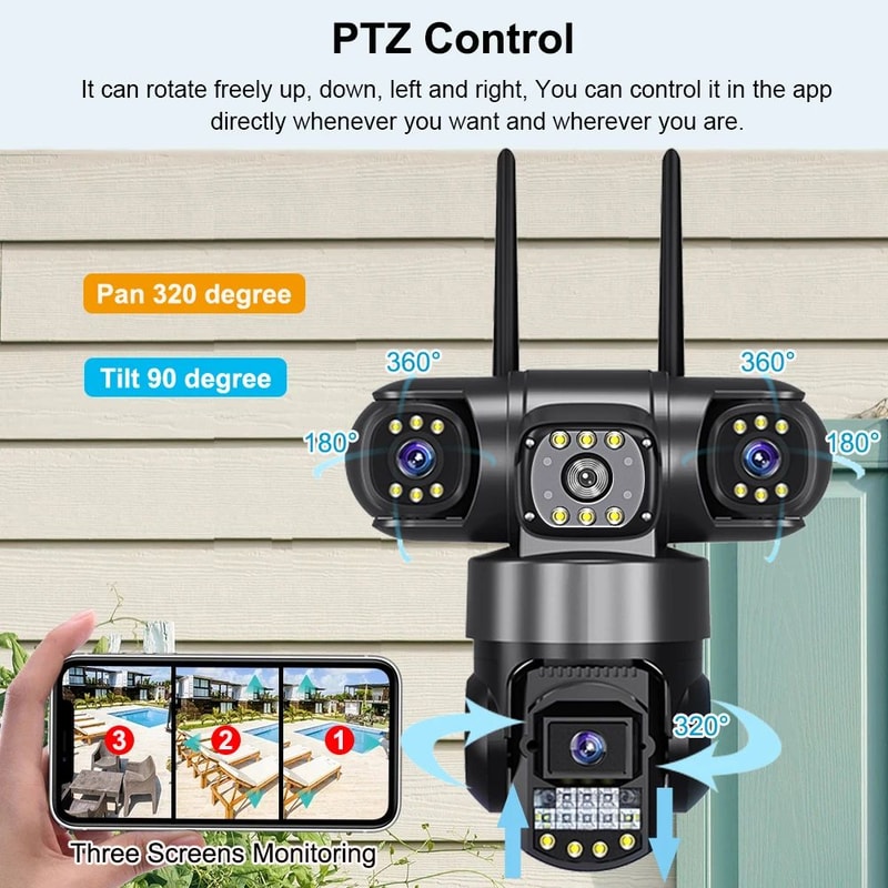V380 Pro 12MP Outdoor WiFi IP Security Camera With Triple Lenses And Night Vision 4