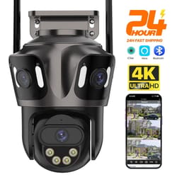 4k outdoor wifi dual lens ptz security camera with triple screen ai detection