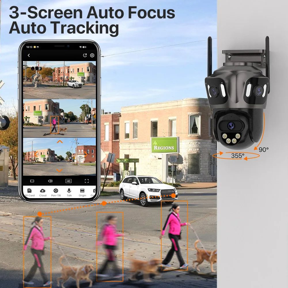 4K Outdoor WiFi Dual Lens PTZ Security Camera With Triple Screen AI Detection 2