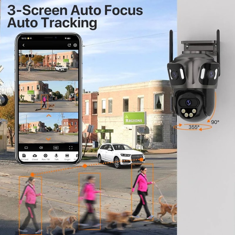4K Outdoor WiFi Dual Lens PTZ Security Camera With Triple Screen AI Detection 2