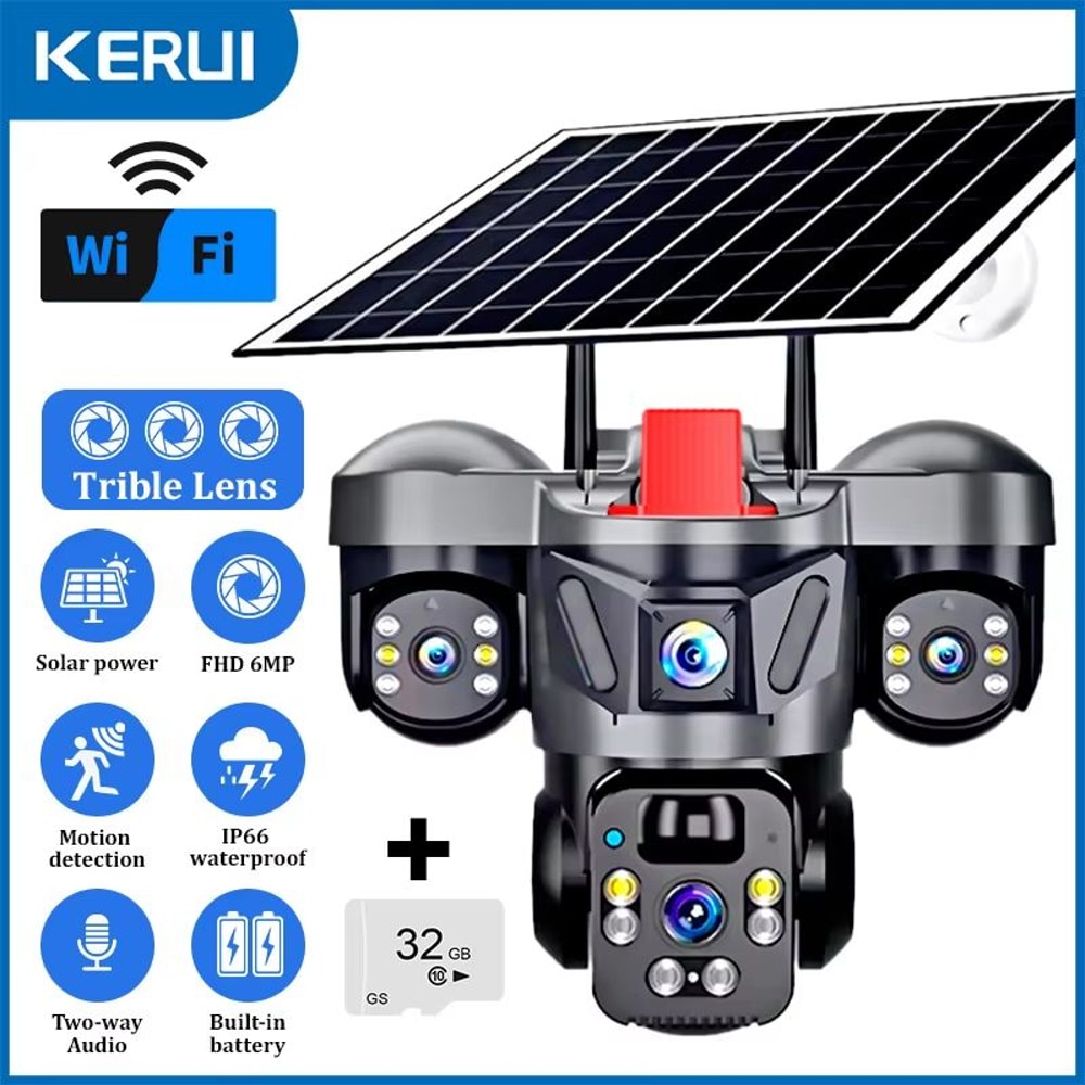 KERUI 6MP Solar WiFi 4G PTZ Outdoor Security Camera With Triple Lens And BuiltIn Battery 7