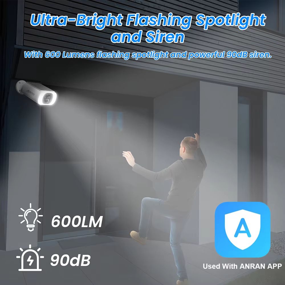 ANRAN 2K Solar Outdoor WiFi Security Camera With Floodlights And Color Night Vision 3