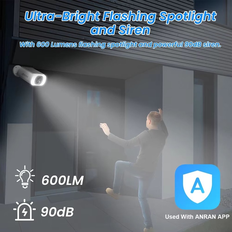 ANRAN 2K Solar Outdoor WiFi Security Camera With Floodlights And Color Night Vision 3