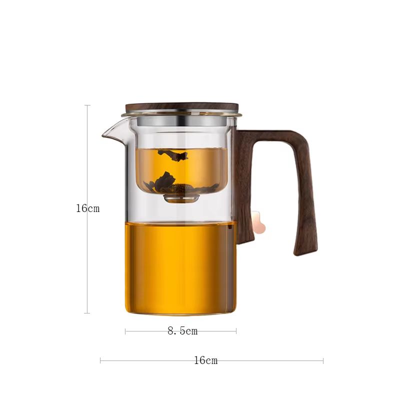 Magnetic Tea Separation Glass Teapot With One Click Water Control And Wooden Handle 10