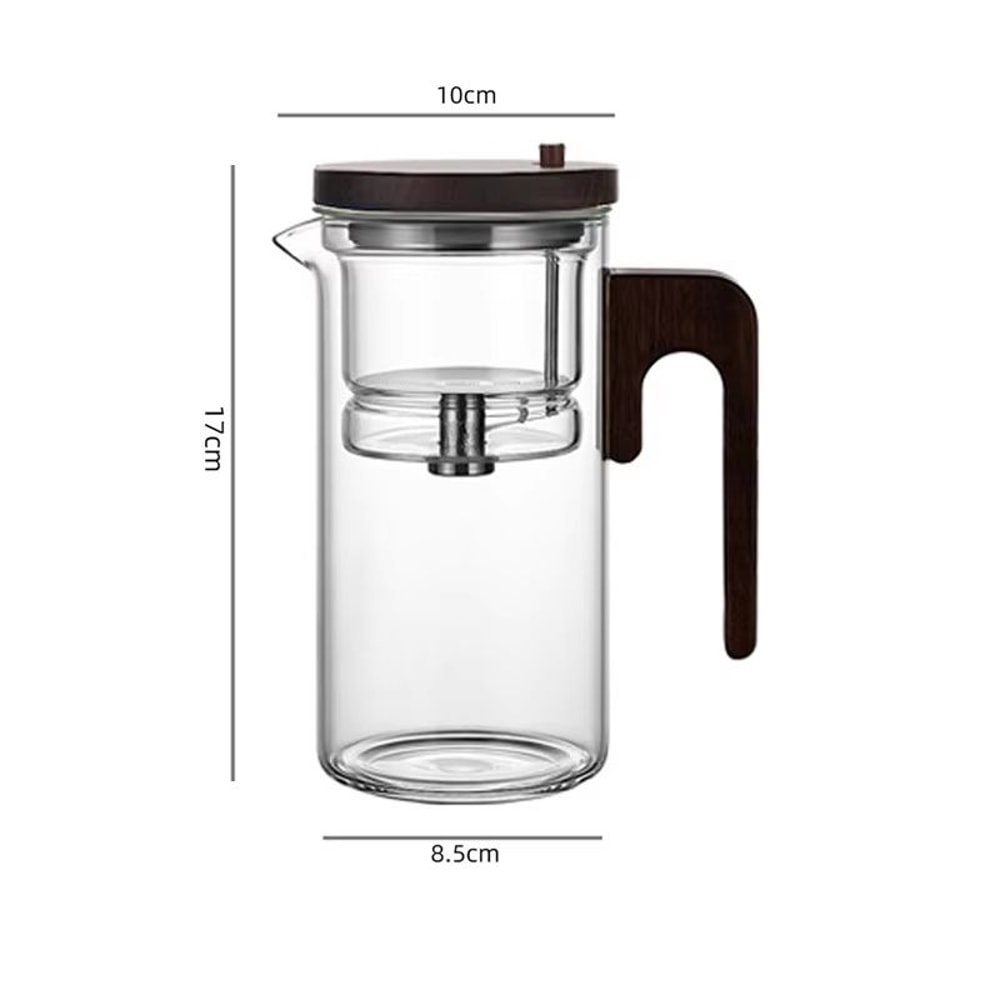 Magnetic Tea Separation Glass Teapot With One Click Water Control And Wooden Handle 12