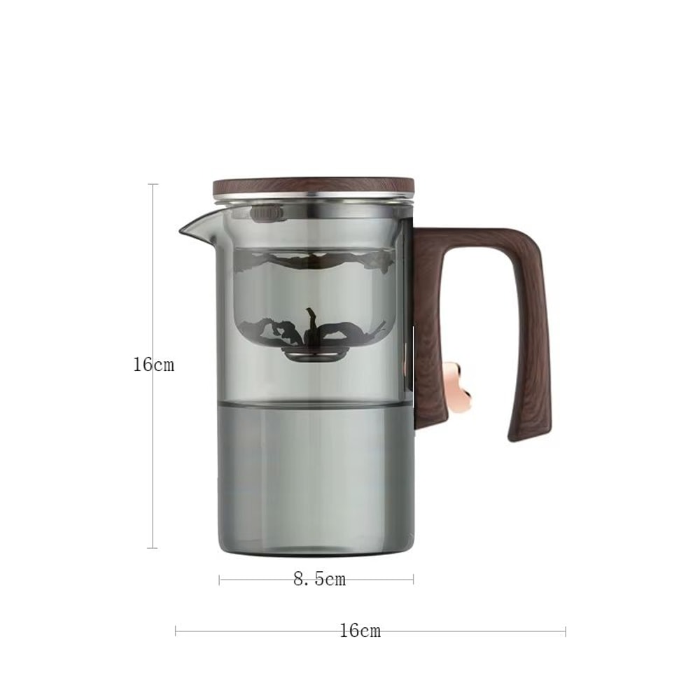 Magnetic Tea Separation Glass Teapot With One Click Water Control And Wooden Handle 15