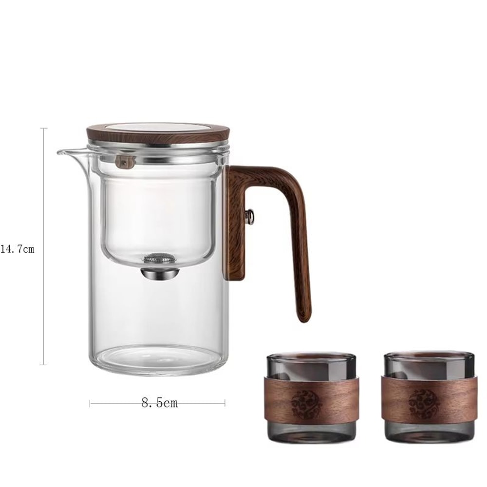 Magnetic Tea Separation Glass Teapot With One Click Water Control And Wooden Handle 17