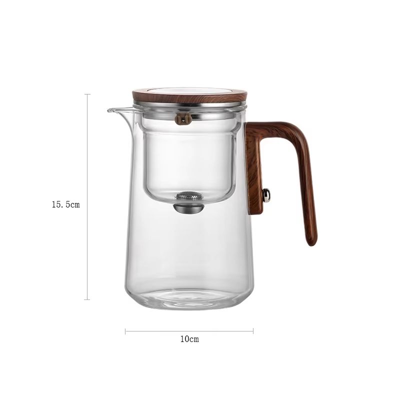 Magnetic Tea Separation Glass Teapot With One Click Water Control And Wooden Handle 8