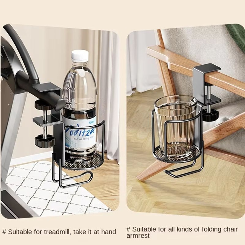 2 In 1 Desk Cup Holder With 360 Rotating Headphone Hook Anti Spill Clamp Stand 3