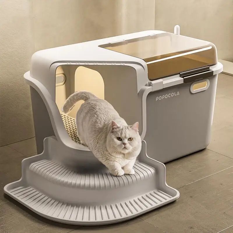 Large Corridor Style Enclosed Cat Litter Box With Lid Odor Control And Splash Proof Design 0