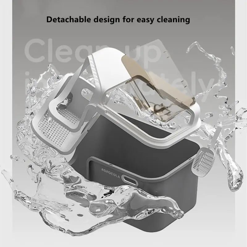 Large Corridor Style Enclosed Cat Litter Box With Lid Odor Control And Splash Proof Design 5