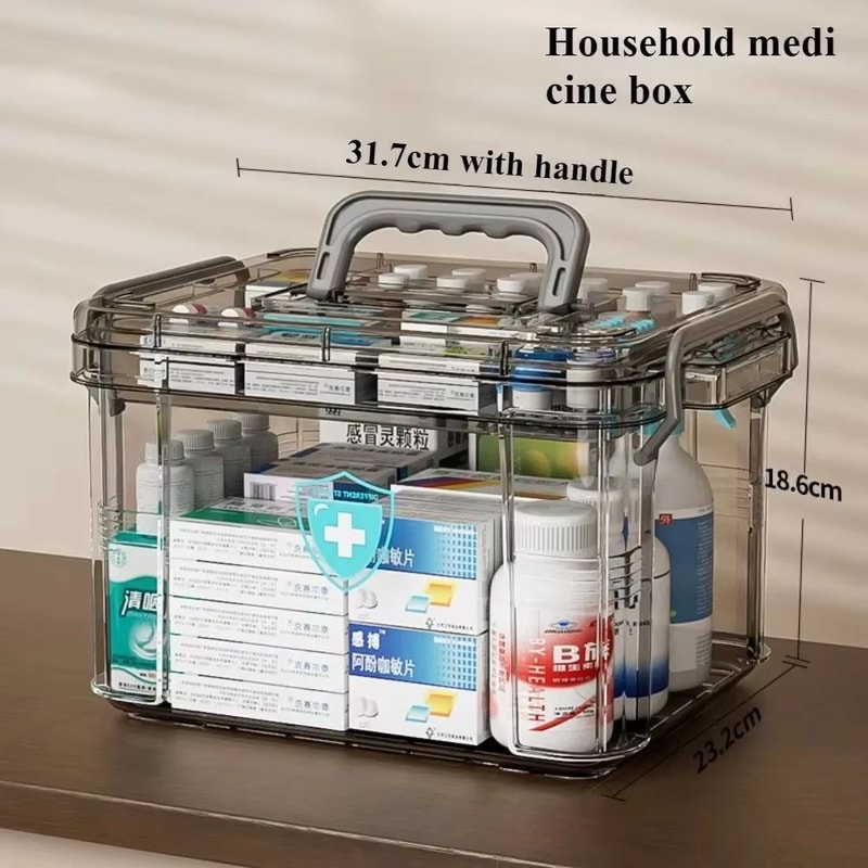 Large Portable Medicine Storage Box With Transparent Lid And Handle 5