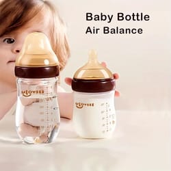 premium wide-neck borosilicate glass baby bottle 4oz/8oz with air balance valve