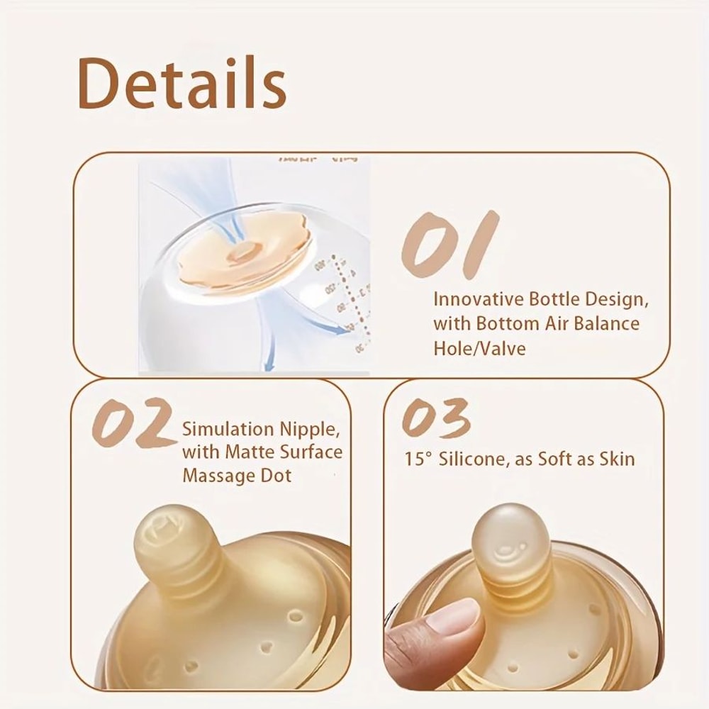 Premium WideNeck Borosilicate Glass Baby Bottle 4oz8oz With Air Balance Valve 3