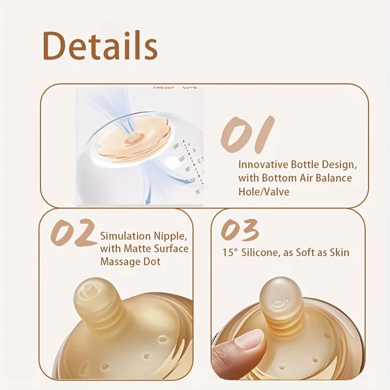 Premium WideNeck Borosilicate Glass Baby Bottle 4oz8oz With Air Balance Valve 3