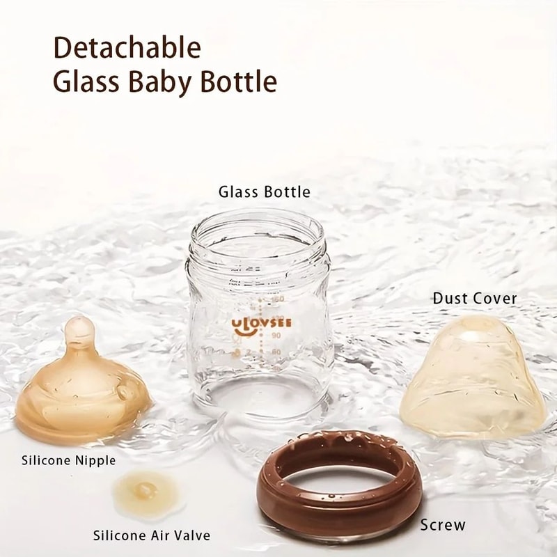 Premium WideNeck Borosilicate Glass Baby Bottle 4oz8oz With Air Balance Valve 5