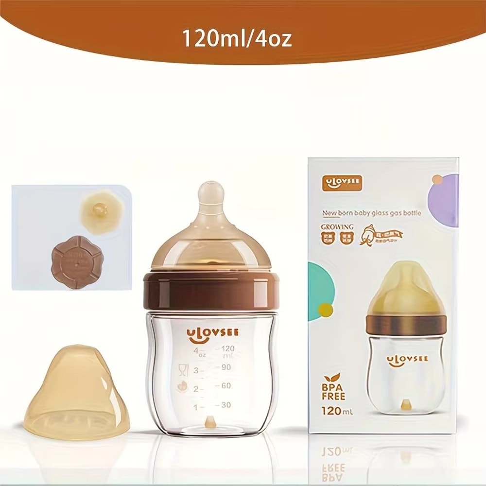 Premium WideNeck Borosilicate Glass Baby Bottle 4oz8oz With Air Balance Valve 7