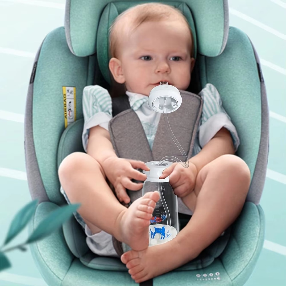 HandsFree NormalNeck 8oz240ml Baby Feeding Bottle With Straw Brush 3